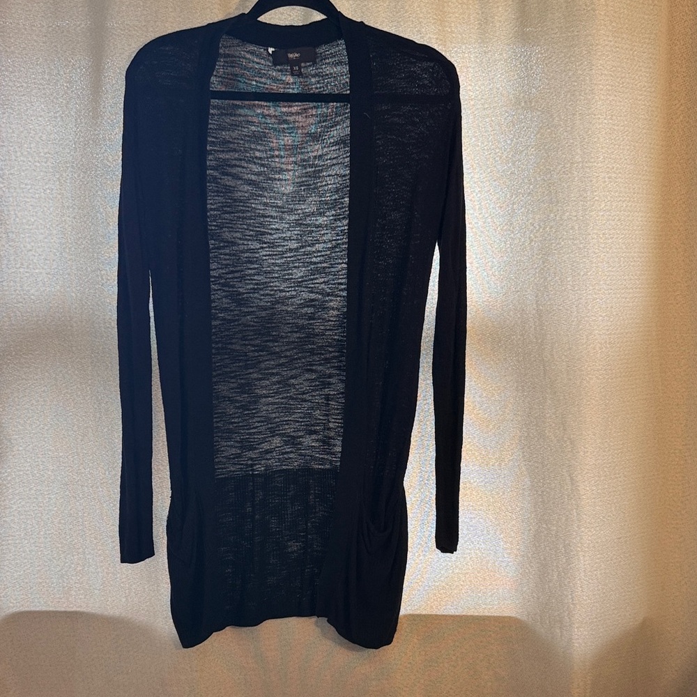 Black Open-Front Cardigan Sweater